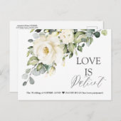Modern Love is Patient White Floral Wedding Update Briefkaart (Voorkant / Achterkant)