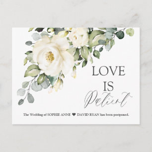 Modern Love is Patient White Floral Wedding Update Briefkaart