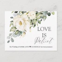 Modern Love is Patient White Floral Wedding Update Briefkaart