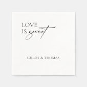 Modern "Love is Sweet" Napkins for Wedding Bar Servet (Voorkant)