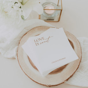 Modern "Love is Sweet" Napkins for Wedding Bar Servet