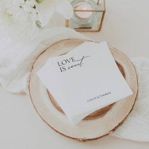 Modern "Love is Sweet" Napkins for Wedding Bar Servet