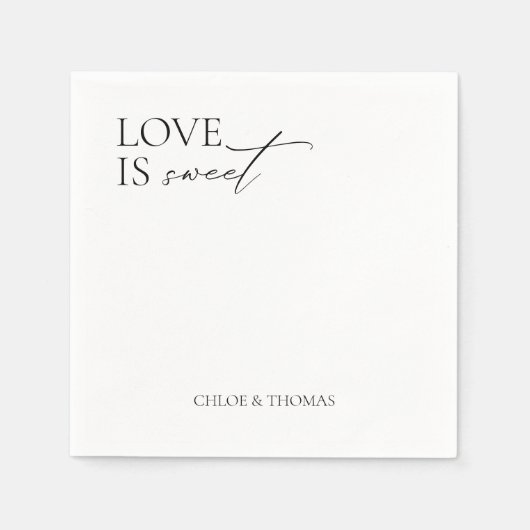 Modern "Love is Sweet" Napkins for Wedding Bar Servet (Voorkant)