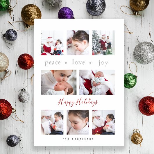 Modern Love Joy Peace Multi-Photo Drieluik Kaart