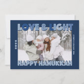 Modern Love light Happy Hanukkah blue script Feestdagenkaart (Voorkant)