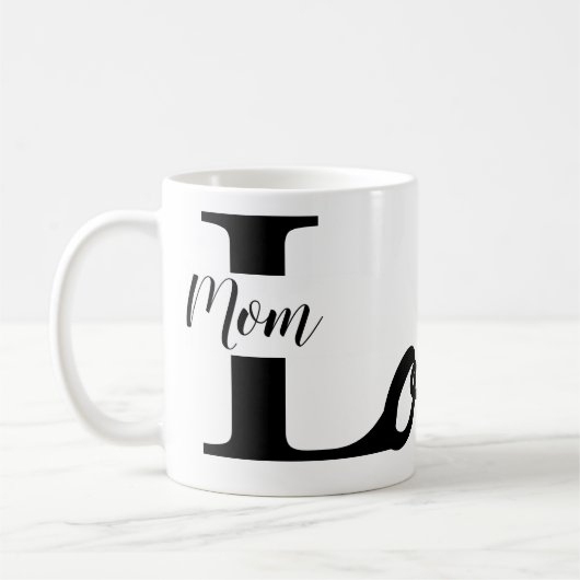 Modern Love Mom Typografie Koffie Mok (Links)
