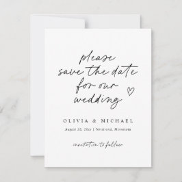 Modern Love Note Handschrift bruiloft Save the dat Save The Date