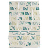 Modern LOVE Pattern in Teal and Gold with Message Medium Cadeauzakje (Achterkant)