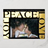 Modern LOVE PEACE JOY één foto onyx lijst Folie Feestdagenkaart (Voorkant)