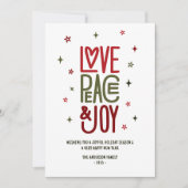 Modern Love Peace & Joy Foto / Kerstmis Feestdagenkaart (Voorkant)