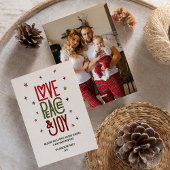 Modern Love Peace & Joy Foto / Kerstmis Feestdagenkaart