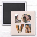 Modern LOVE Photo Collage Cutout Valentijnsdag Magneet<br><div class="desc">Geweldig geschenk voor Valentijnsdag,  Jubilea of Passen getrouwd: dit moderne hokje van fotocollage is eenvoudig aan te passen met je vier favoriete foto's in het minimalistische LOVE-uitsnijdtypografische ontwerp. Dit is de zwarte roze versie.</div>