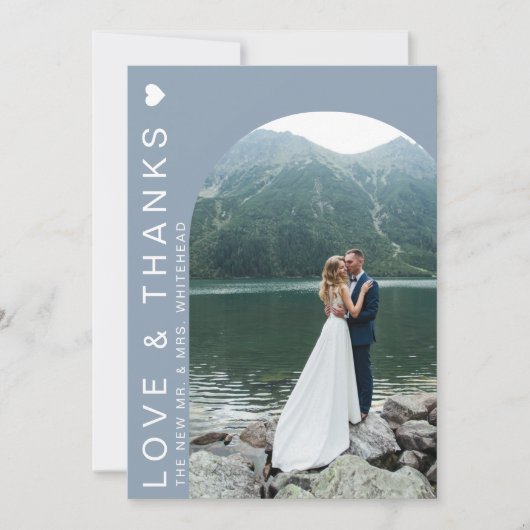 Modern Love Photo Collage Dusty Blue Bedankkaart (Voorkant)