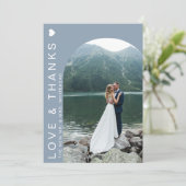 Modern Love Photo Collage Dusty Blue Bedankkaart (Staand voorkant)