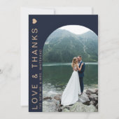Modern Love Photo Collage Navy Blue Bedankkaart (Voorkant)