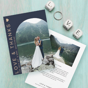 Modern Love Photo Collage Navy Blue Bedankkaart