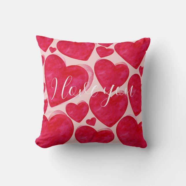 Modern Love Pillow - Asymmetrische Waterverf Harte Kussen (Voorkant)
