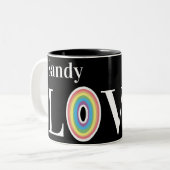 Modern Love Rainbow op Chic Black Tweekleurige Koffiemok (Voorkant links)