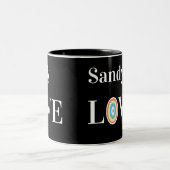 Modern Love Rainbow op Chic Black Tweekleurige Koffiemok (Center)