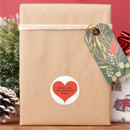 Modern Love Red Heart Kerstcadeau Label