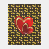Modern Love Red Hearts Personalized Weddenschap Gi Fleece Deken (Voorkant)