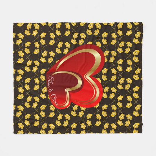 Modern Love Red Hearts Personalized Weddenschap Gi Fleece Deken (Voorkant (Horizontaal))