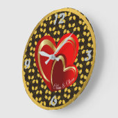 Modern Love Red Hearts Personalized Weddenschap Gi Grote Klok (Hoek)