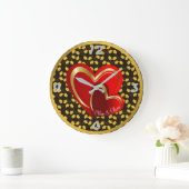 Modern Love Red Hearts Personalized Weddenschap Gi Grote Klok (Huis)