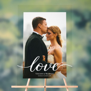 Modern Love Script Custom Foto Acryl Huwelijk Bord