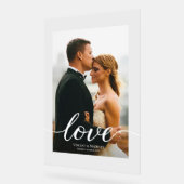 Modern Love Script Custom Foto Acryl Huwelijk Bord (Hoek)