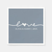 Modern Love Script Dusty Blue Wedding Paper Napkin Servet (Voorkant)