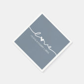Modern Love Script Dusty Blue Wedding Paper Napkin Servet (Hoek)