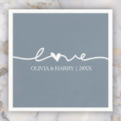 Modern Love Script Dusty Blue Wedding Paper Napkin Servet