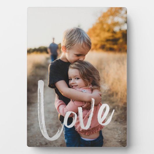 Modern LOVE Script Easel Photo Frameless Fotoplaat (voorkant)