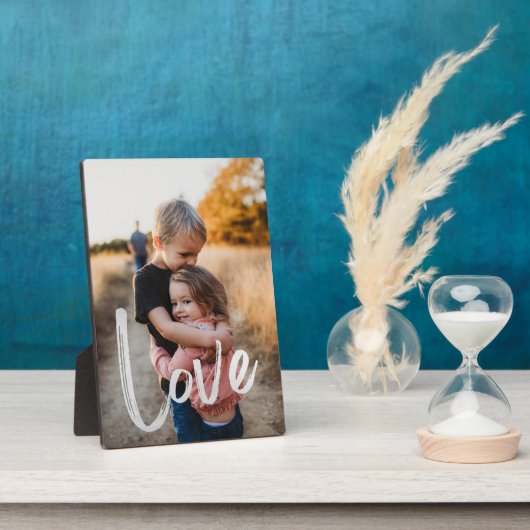 Modern LOVE Script Easel Photo Frameless Fotoplaat (Zijkant)