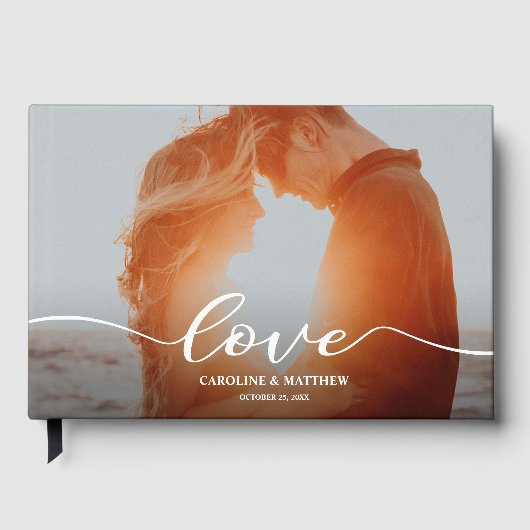 Modern Love Script Photo Wedding Gastenboek (Voorkant)
