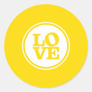 MODERN LOVE SEAL moderne spot typografie geel Ronde Sticker