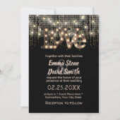 Modern Love Sign & String Lights Wedding Kaart (Voorkant)