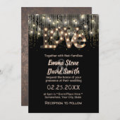 Modern Love Sign & String Lights Wedding Kaart (Voorkant / Achterkant)