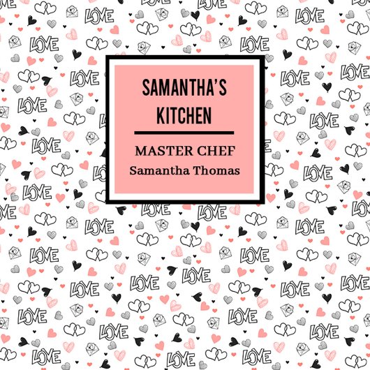 Modern Love Text Sketch Heart Kitchen Apron Schort