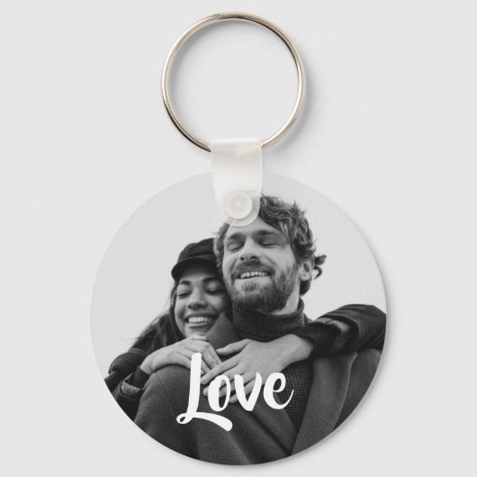 Modern Love Typografie Personalized Couple Photo Sleutelhanger (Voorkant)