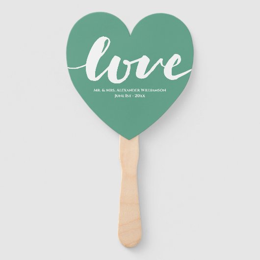 Modern Love Typography Wedding Handwaaier (Achterkant)