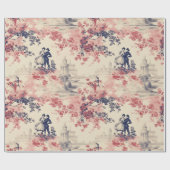 Modern Love Valentijn Red Toile de Jouy Pattern Cadeaupapier (Vlak)