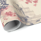 Modern Love Valentijn Red Toile de Jouy Pattern Cadeaupapier (Rol Hoek)