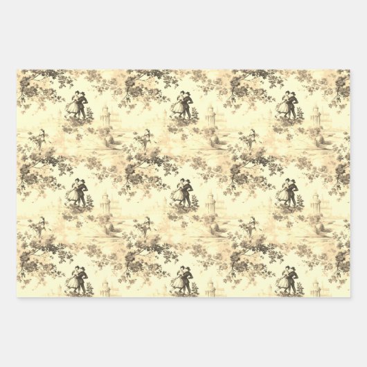 Modern Love Valentijn Red Toile de Jouy Pattern Inpakpapier Vel (Voorkant 3)