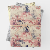 Modern Love Valentijn Red Toile de Jouy Pattern Inpakpapier Vel (In situ)