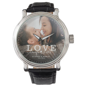 Modern Love verovert alle bruiloft fotoscript Horloge