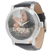 Modern Love verovert alle bruiloft fotoscript Horloge (Gekanteld)