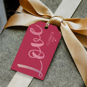 Modern "Love" Viva Magenta Cadeaulabel