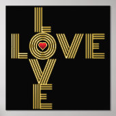 Modern "LOVE" woord en rood hart zwart Folie Afdrukken (Voorkant)